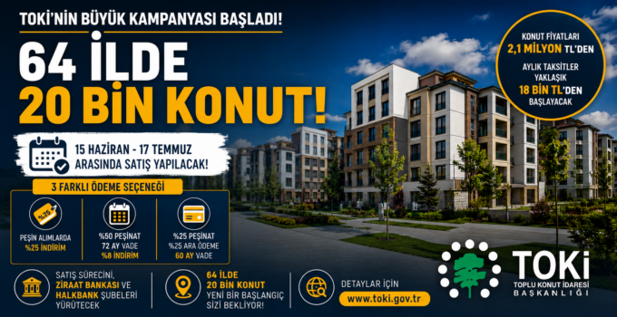 TOKİ 64 İLDE 20 BİN KONUTU AÇIK SATIŞA KOYDU!