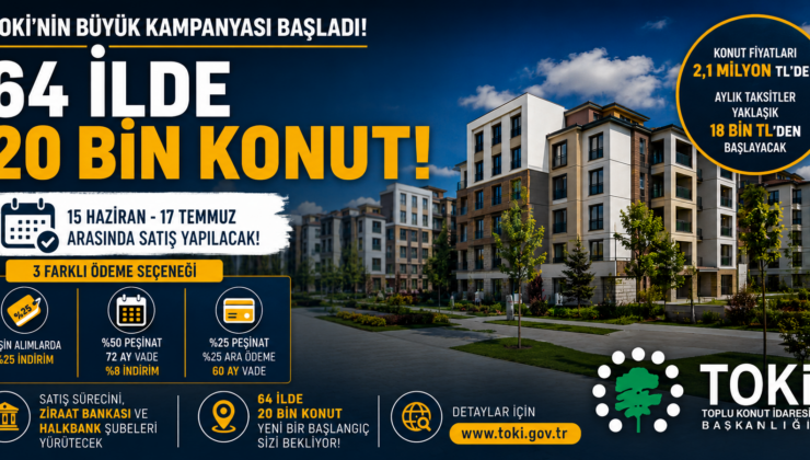 TOKİ 64 İLDE 20 BİN KONUTU AÇIK SATIŞA KOYDU!