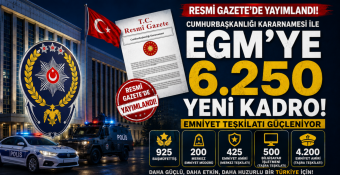 Emniyet Genel Müdürlüğü’ne 6250 Kadro Açıklandı!
